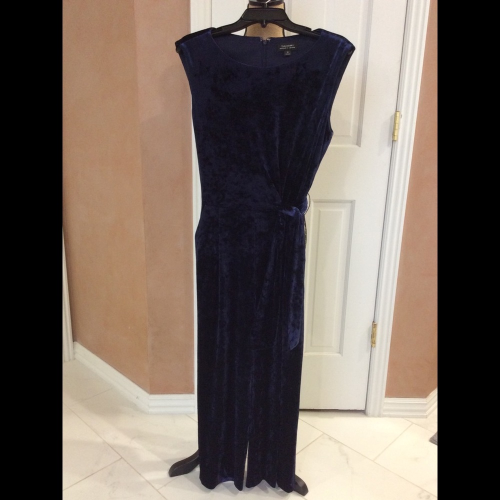 Tahari Crushed Velvet Jumpsuit